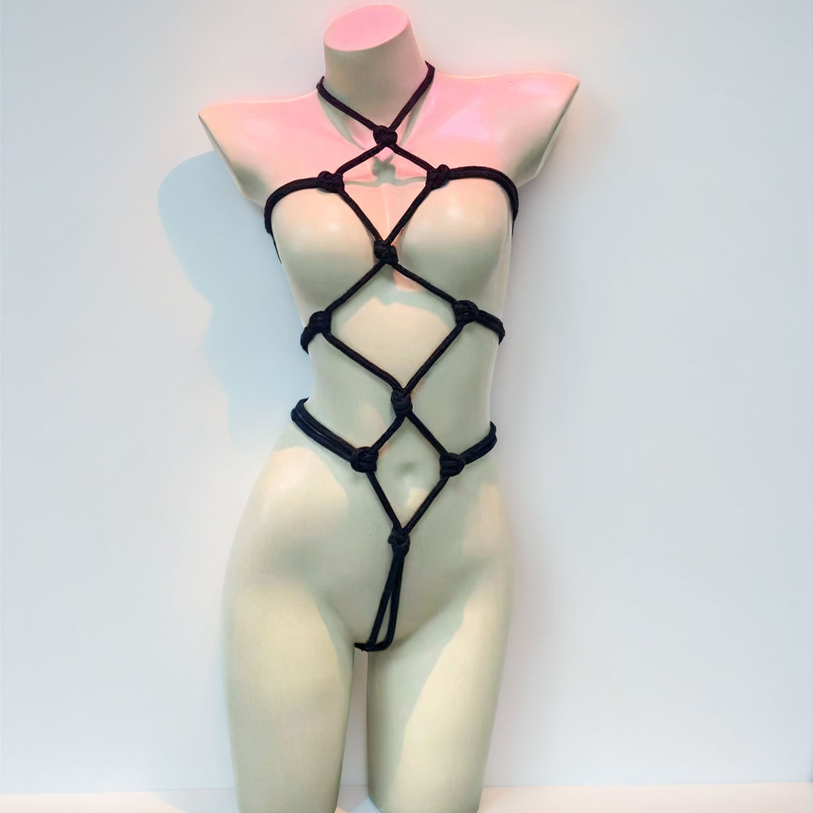 Metelam Women’s Sexy Rope Bondage Harness Crotch‑less Hollow Lingerie, Adjustable Polyester Rope Straps for Cosplay, Role‑Play.