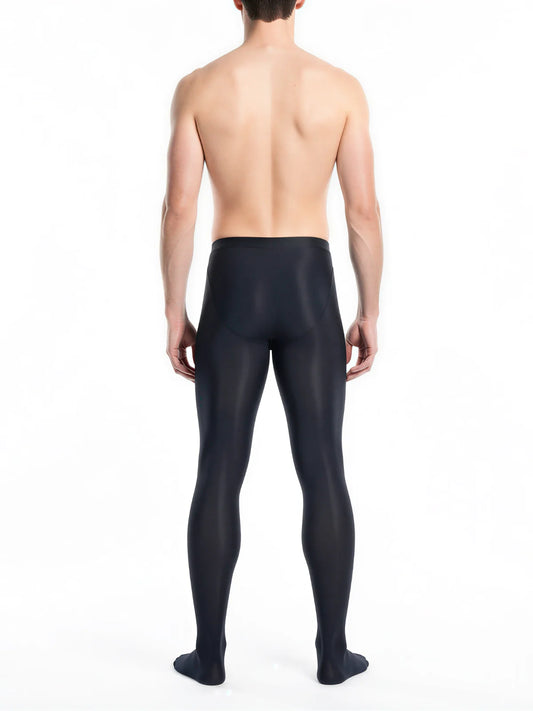 Men’s Glossy Sheer Pantyhose Tights | Silky High-Stretch Footed Stockings