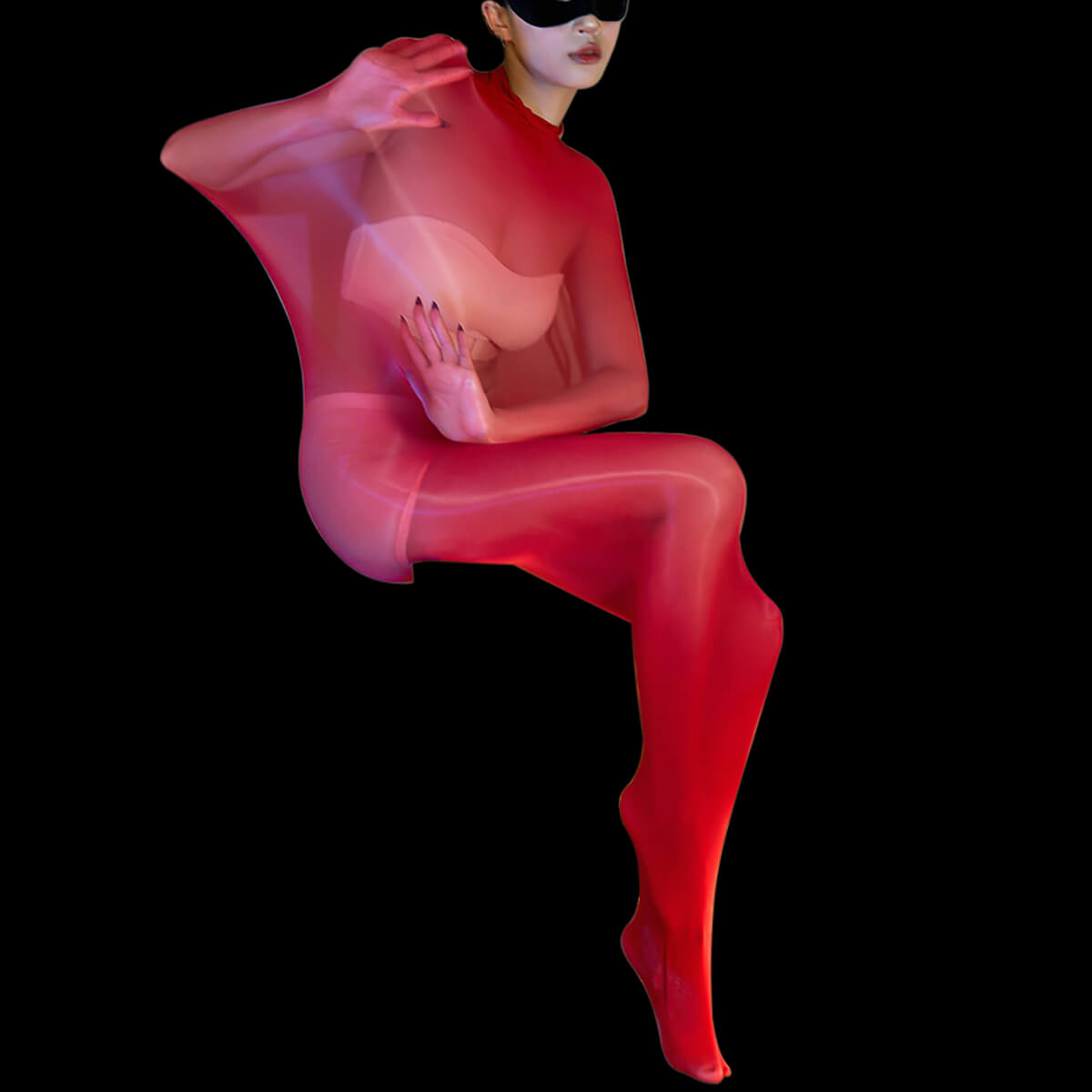 Metelam Women's See Through Shiny Glossy Cocoon Bodysuit Mummy Sleeping Bag Nylon Bodystocking.