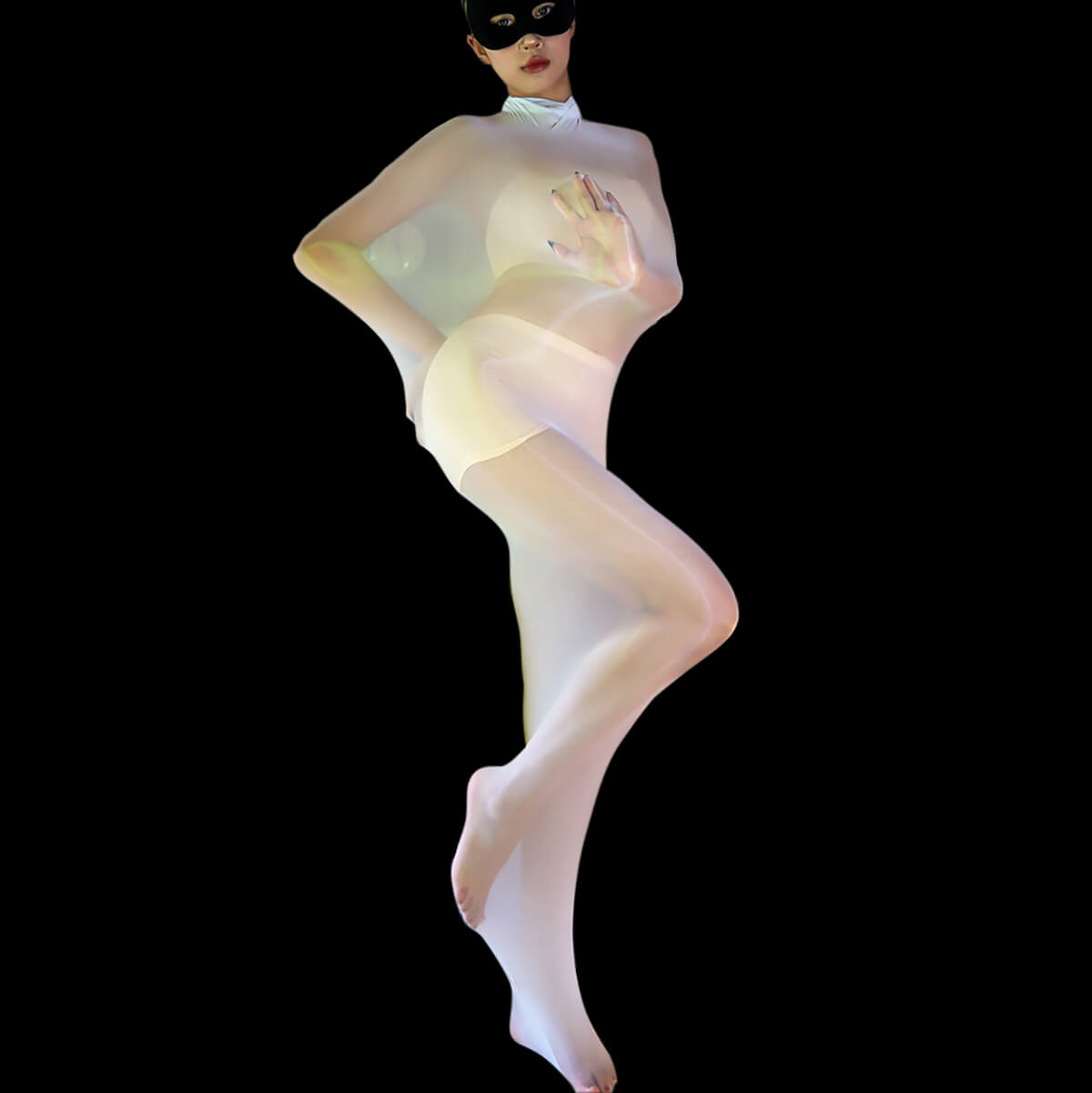 Metelam Women's See Through Shiny Glossy Cocoon Bodysuit Mummy Sleeping Bag Nylon Bodystocking.