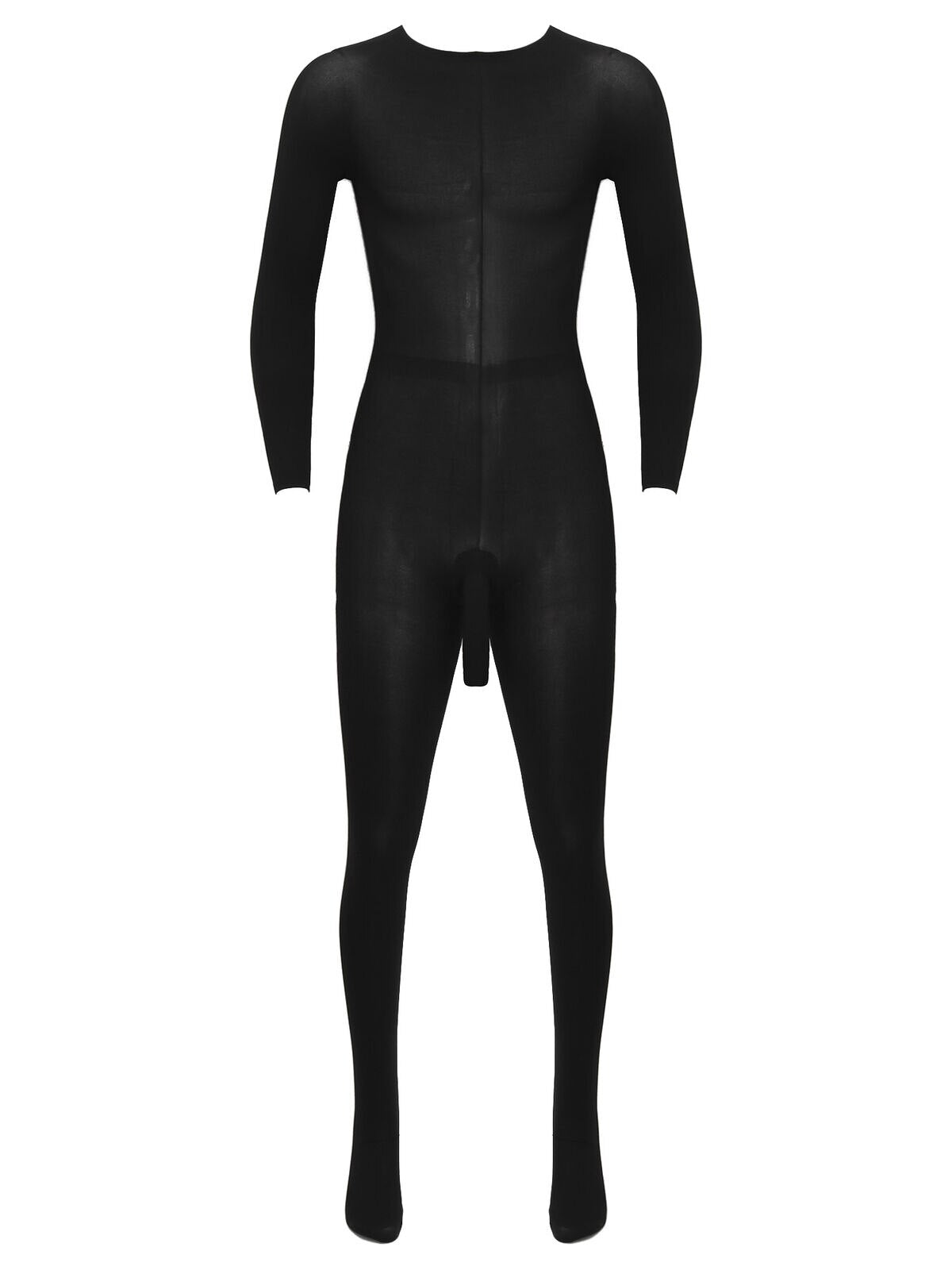 Metelam Mens High Strecth See Through Bodysuit Intimate Body Stockings Soild Color Plus Size for 220 lbs.