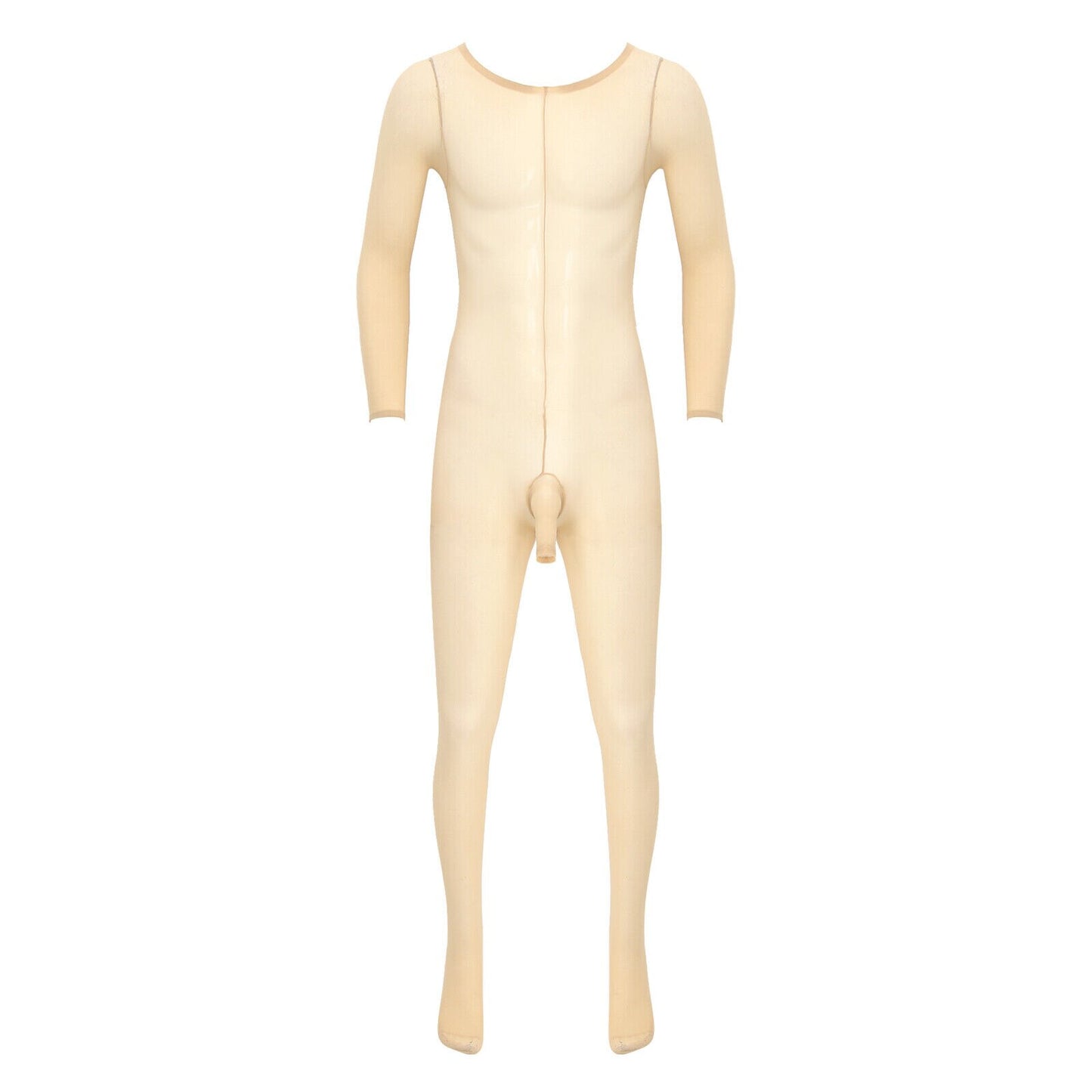 Metelam Mens High Strecth See Through Bodysuit Intimate Body Stockings Soild Color Plus Size for 220 lbs.