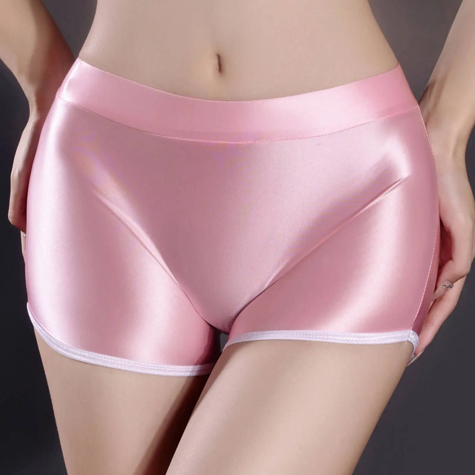 Metelam Women's Oil Shiny Glossy Sports Underwear Boyshorts Stretch Boxer Shorts Panties.