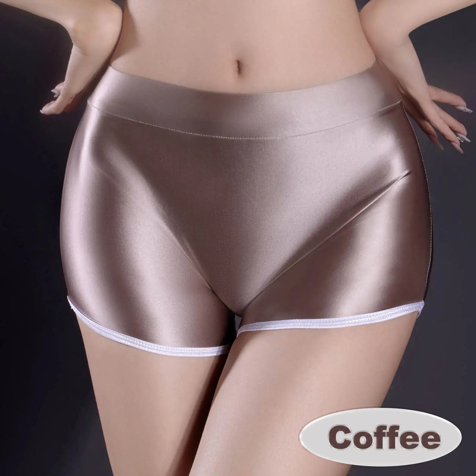 Metelam Women's Oil Shiny Glossy Sports Underwear Boyshorts Stretch Boxer Shorts Panties.