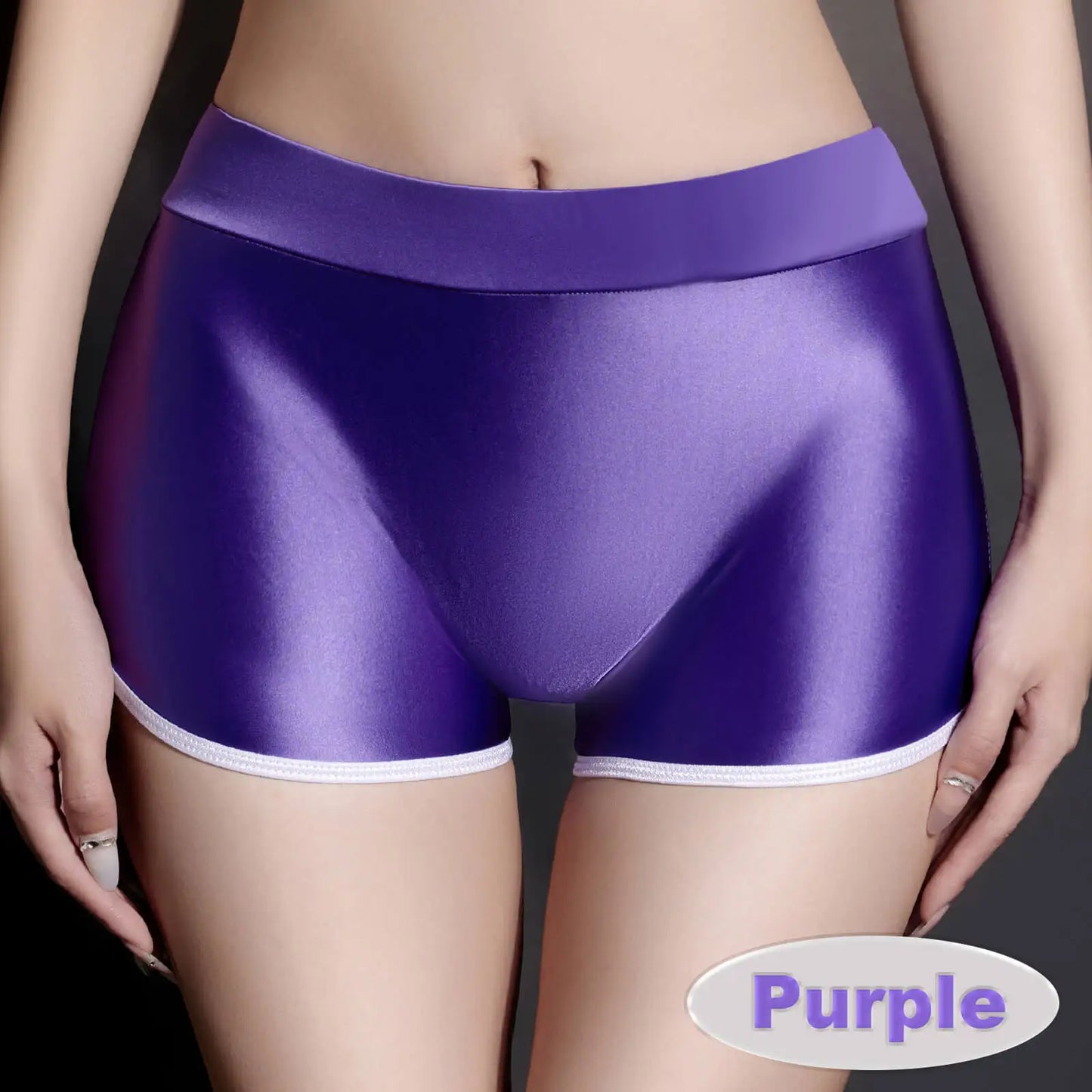 Metelam Women's Oil Shiny Glossy Sports Underwear Boyshorts Stretch Boxer Shorts Panties.