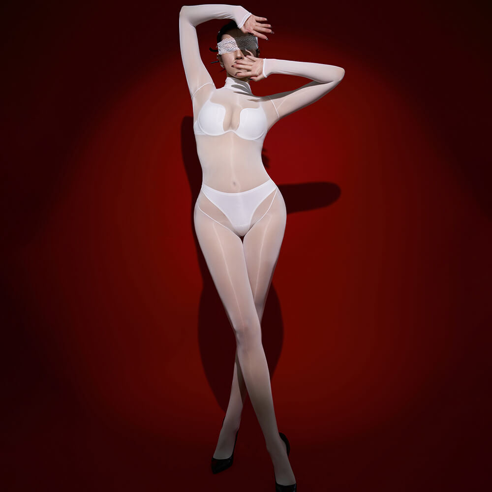 Metelam Womens Long Sleeve Bodystocking Oil Shiny Glossy Bodysuit Nylon Jumpsuit Catsuit.