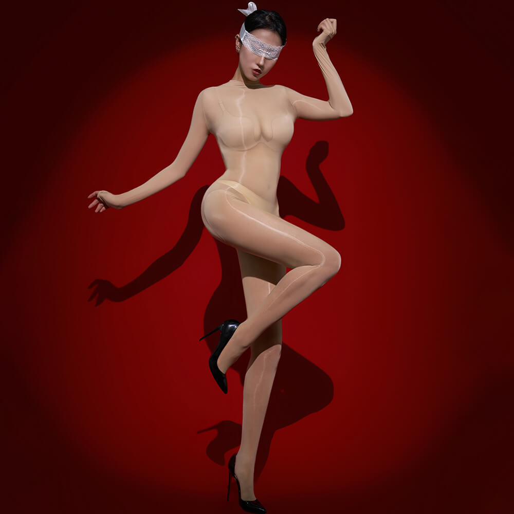 Metelam Womens Long Sleeve Bodystocking Oil Shiny Glossy Bodysuit Nylon Jumpsuit Catsuit.