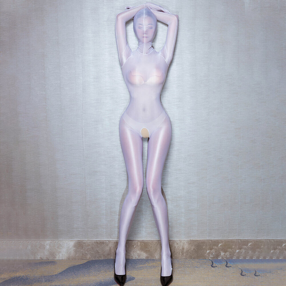 Metelam Zentai Full Bodystocking Bodysuit Crotchless Lingerie Oil Shiny Glossy Jumpsuit Catsuit.