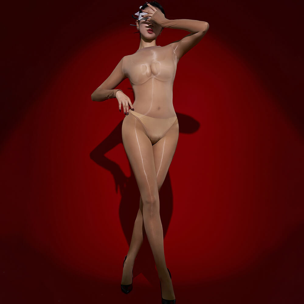 Metelam Womens Long Sleeve Bodystocking Oil Shiny Glossy Bodysuit Nylon Jumpsuit Catsuit.