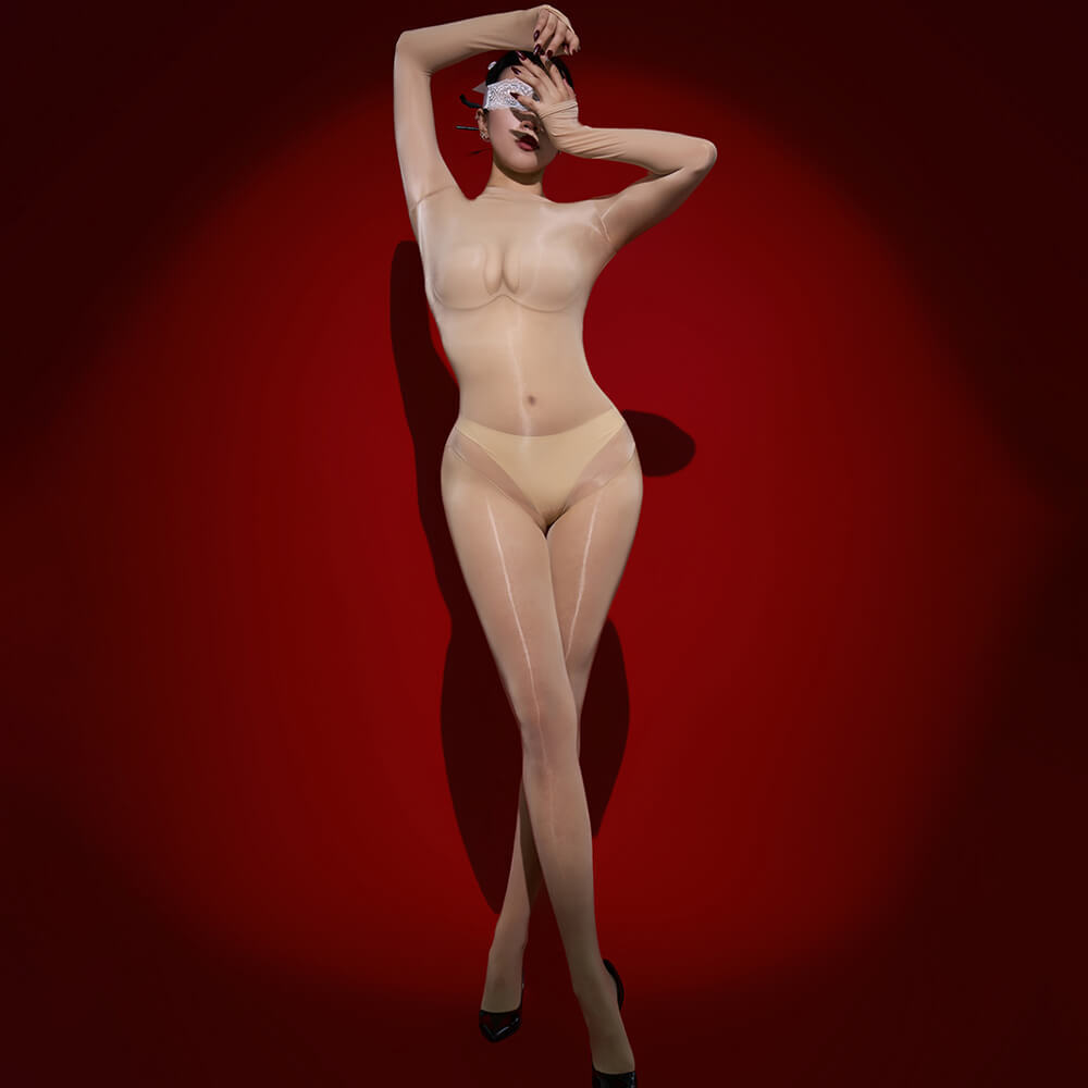 Metelam Womens Long Sleeve Bodystocking Oil Shiny Glossy Bodysuit Nylon Jumpsuit Catsuit.