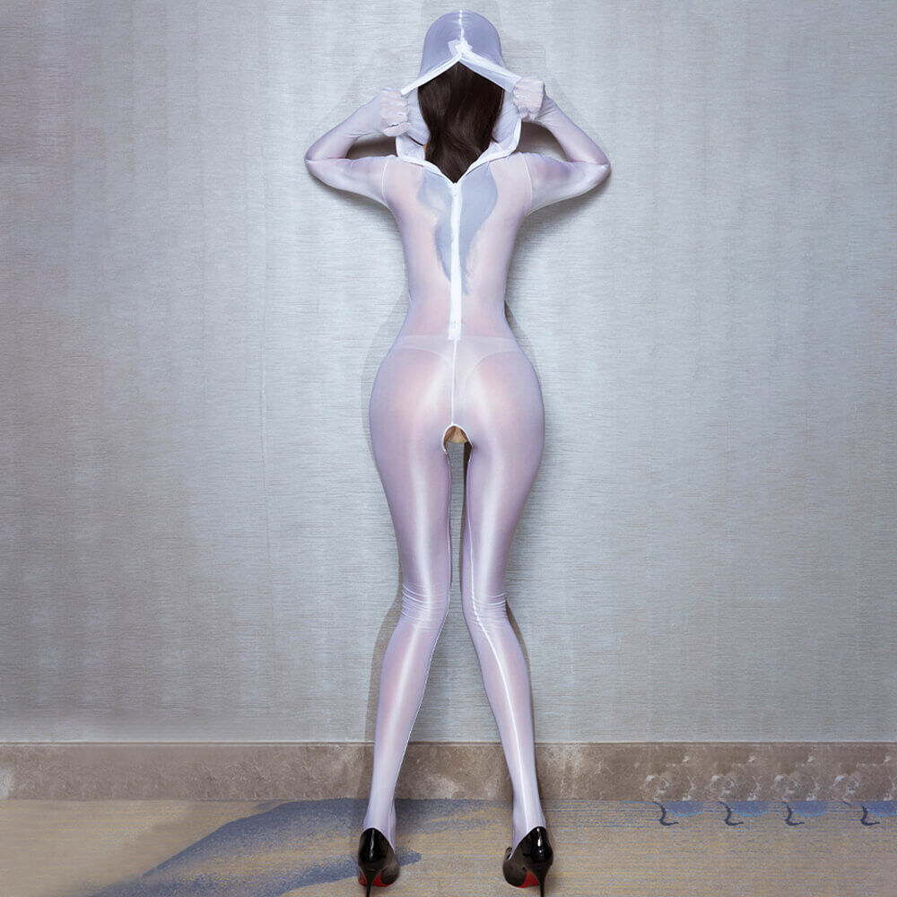 Metelam Zentai Full Bodystocking Bodysuit Crotchless Lingerie Oil Shiny Glossy Jumpsuit Catsuit.