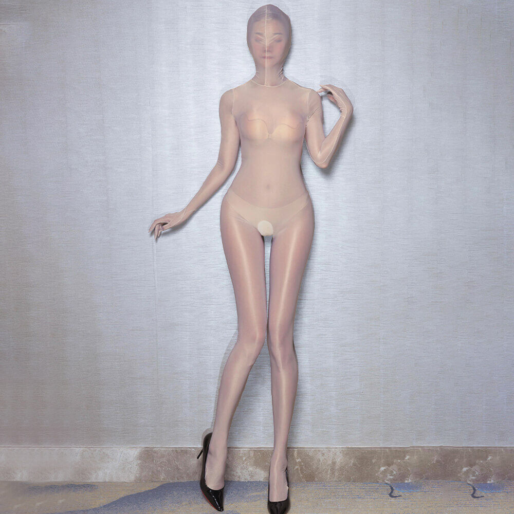 Metelam Zentai Full Bodystocking Bodysuit Crotchless Lingerie Oil Shiny Glossy Jumpsuit Catsuit.