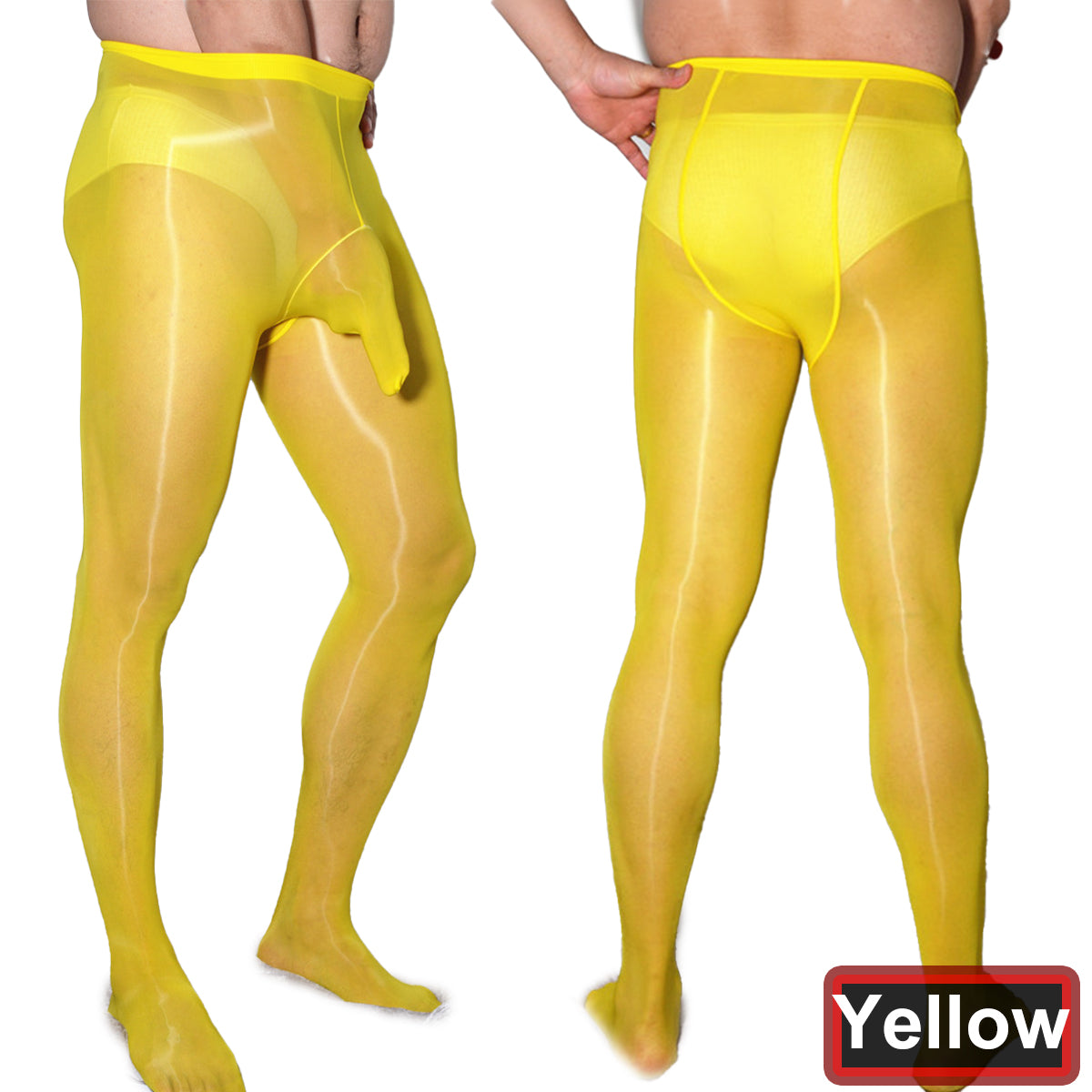 Men's 8D Shiny Pantyhose Nylon Sheer Spandex Tights.