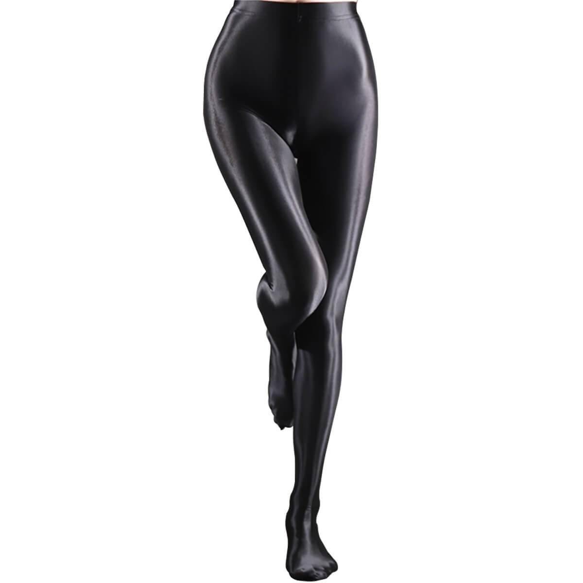 Women Satin High Glossy Silky Pantyhose Shiny Footed Leggings Tights.