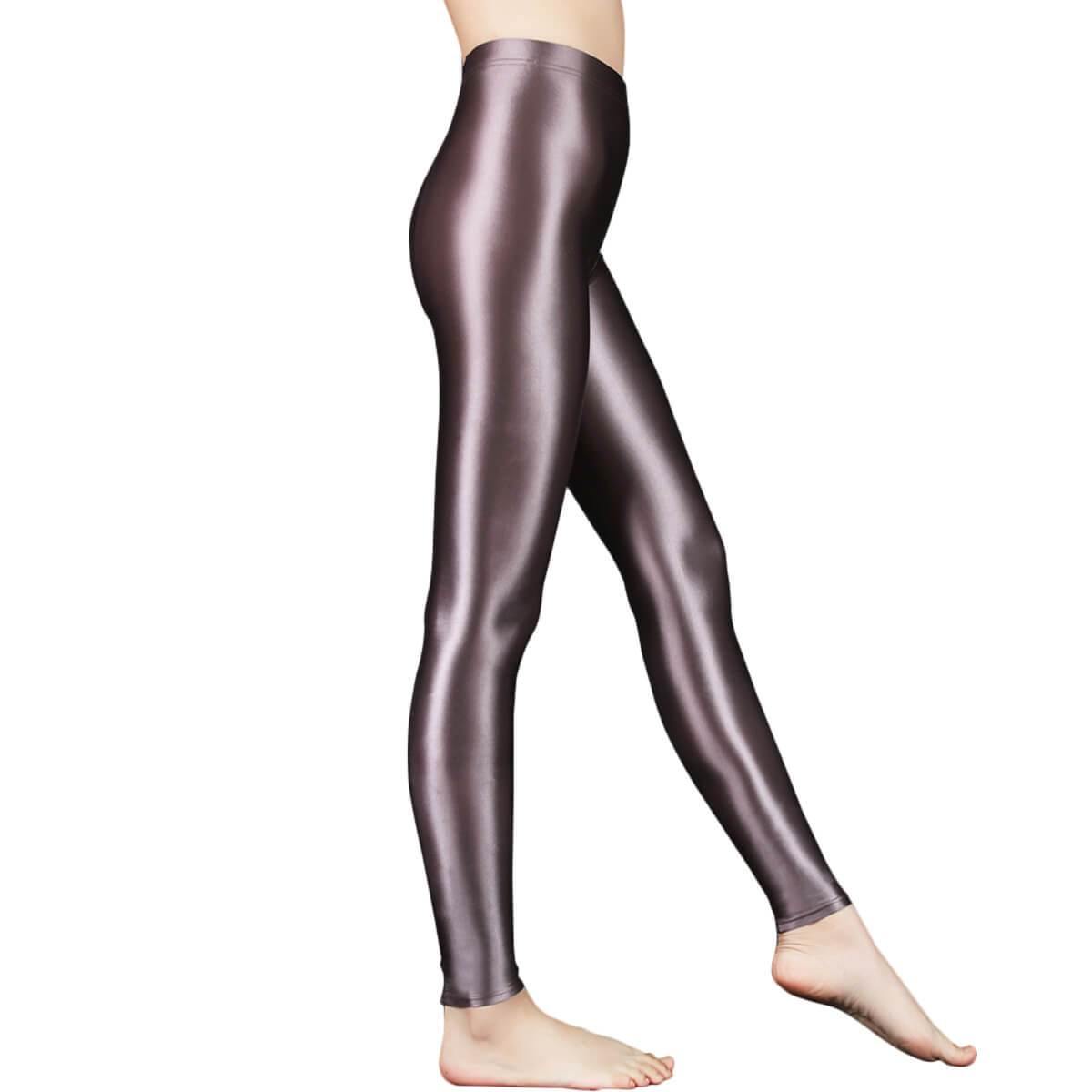 Metelam Women's Leggings Plus Size High Elasticity Glossy Satin Opaque.
