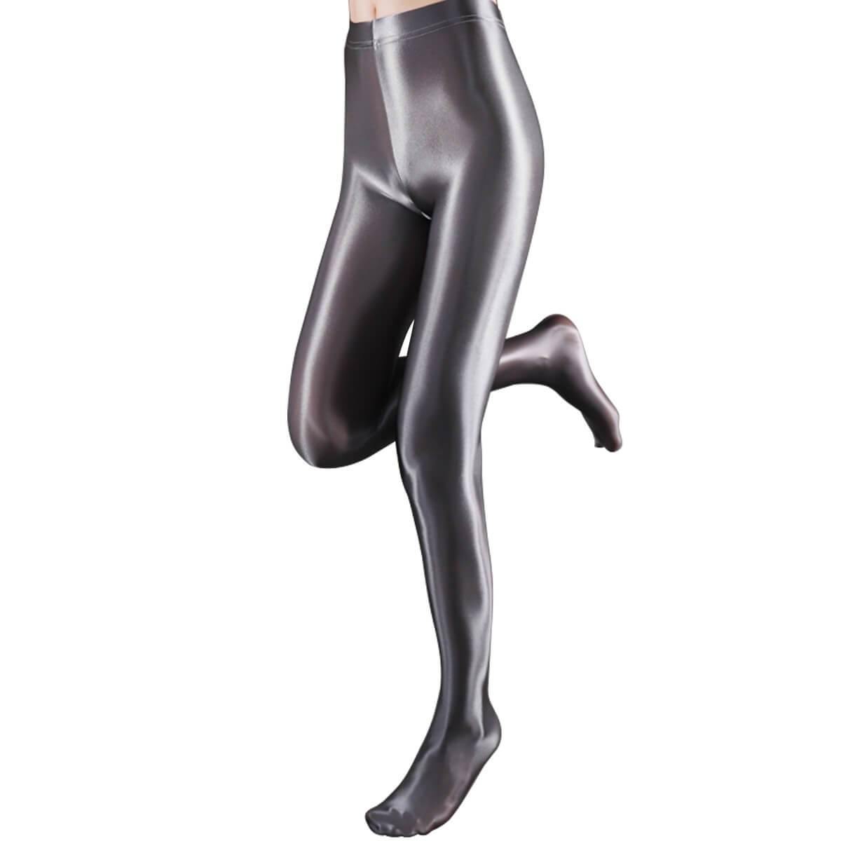 Women Satin High Glossy Silky Pantyhose Shiny Footed Leggings Tights.