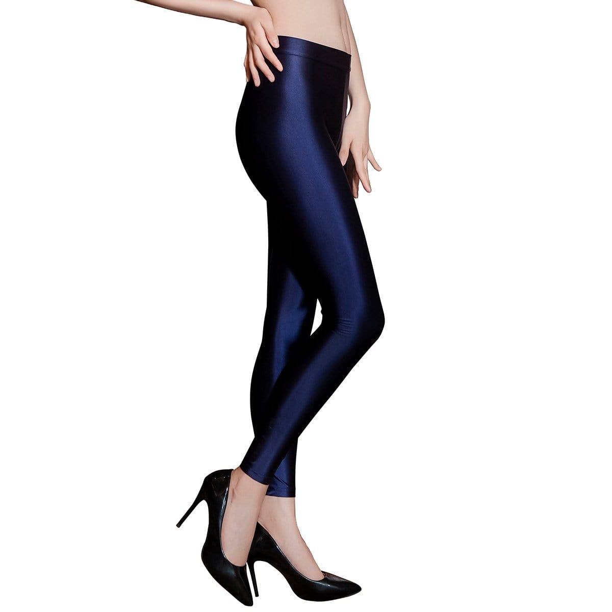 Metelam Women Sexy Glitter Yoga Leggings Satin Glossy Opaque Super Shiny Stretchy Pants.
