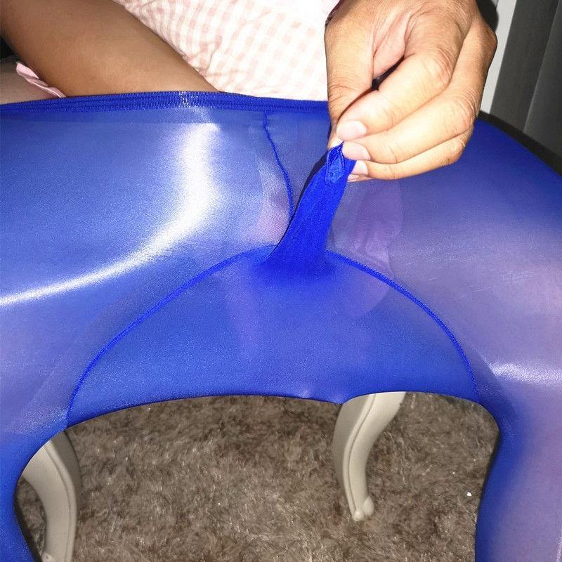 Mens High Waist Oil Shiny Elasticity Pantyhose Tights Sheath Open Underwear.