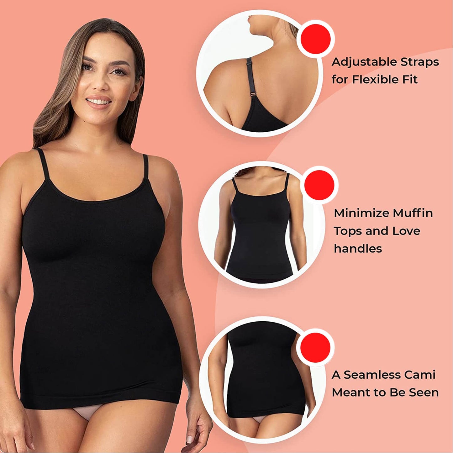 Metelam Scoop Neck Compression Cami Tummy Waist Control Body Shapewear Camisole.