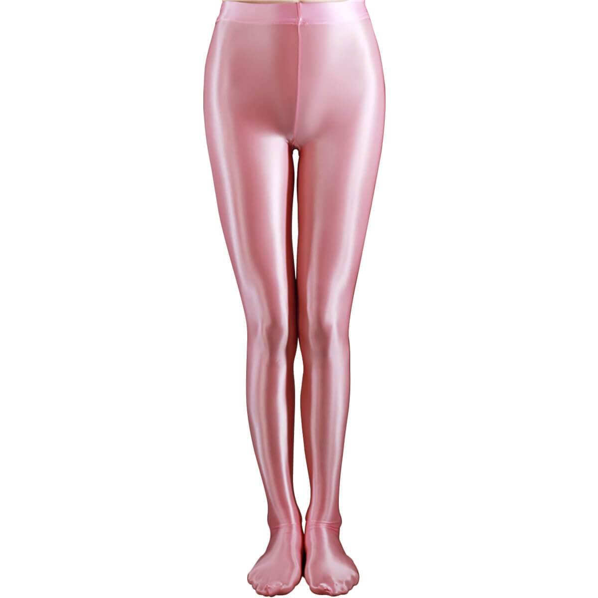 Women Satin High Glossy Silky Pantyhose Shiny Footed Leggings Tights.