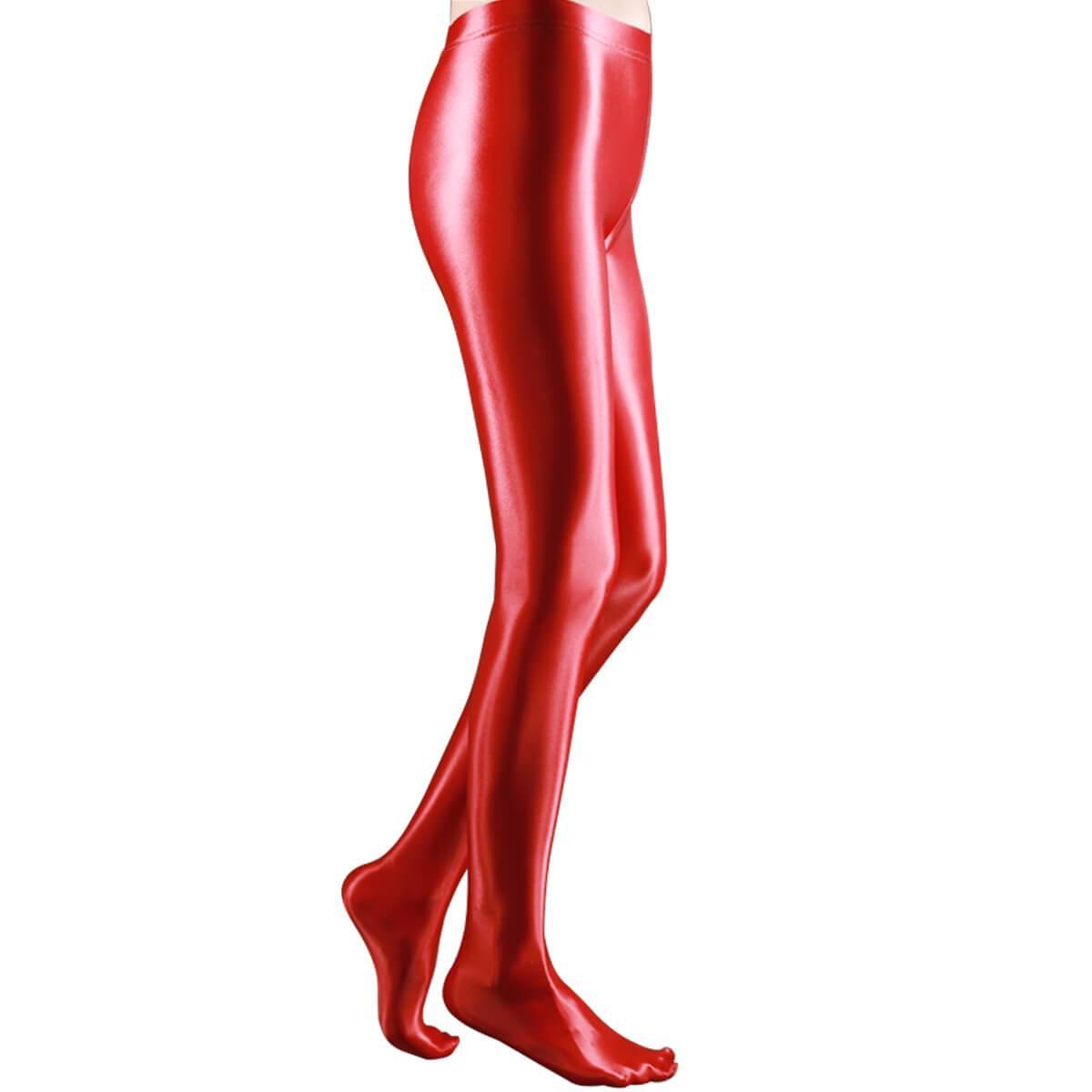 Women Satin High Glossy Silky Pantyhose Shiny Footed Leggings Tights.