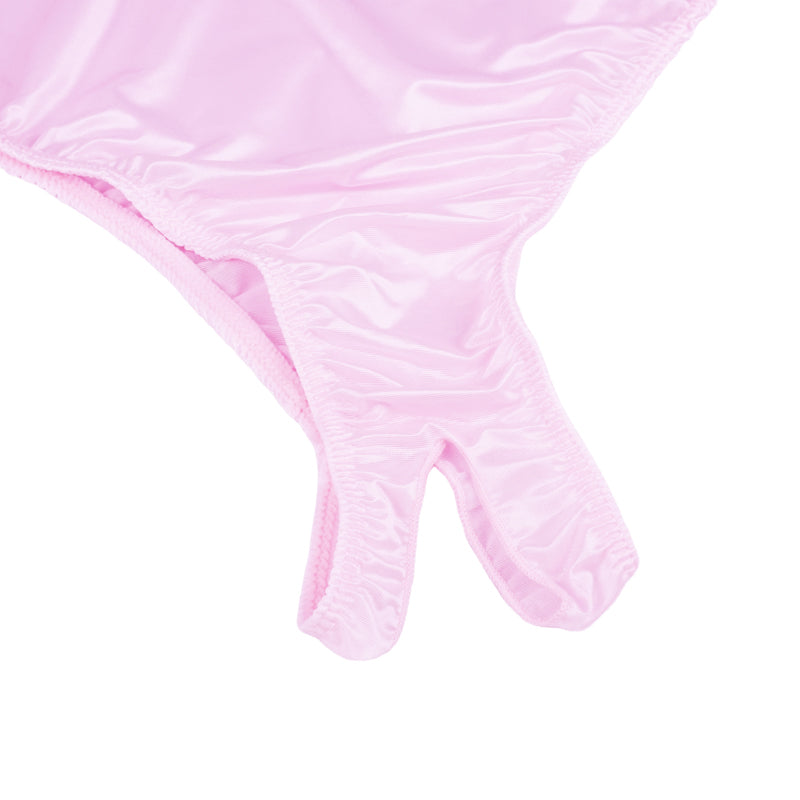 Satin Glossy Leotards One Piece Swimsuit Sexy High-Cut Open Crotch Bikini Thong Bodysuit Women Glitter Shiny Bathing Plus Size.