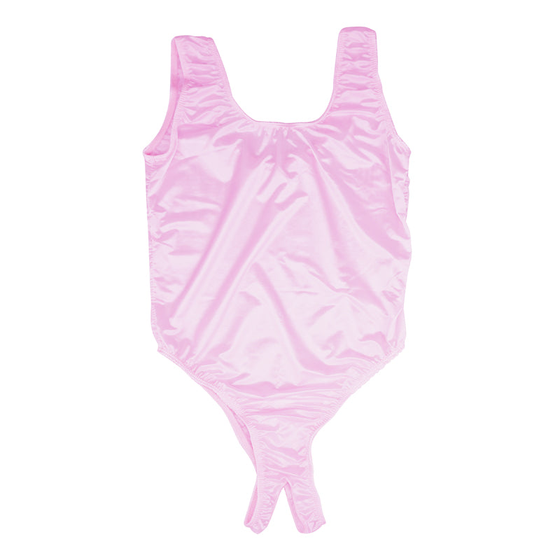 Satin Glossy Leotards One Piece Swimsuit Sexy High-Cut Open Crotch Bikini Thong Bodysuit Women Glitter Shiny Bathing Plus Size.