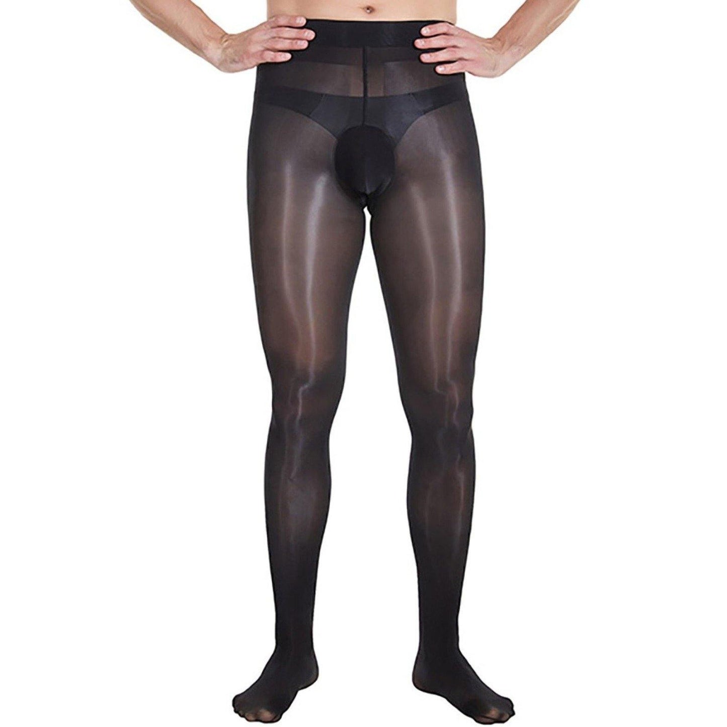 Men's 8D Shiny Pantyhose Nylon Sheer Spandex Tights.