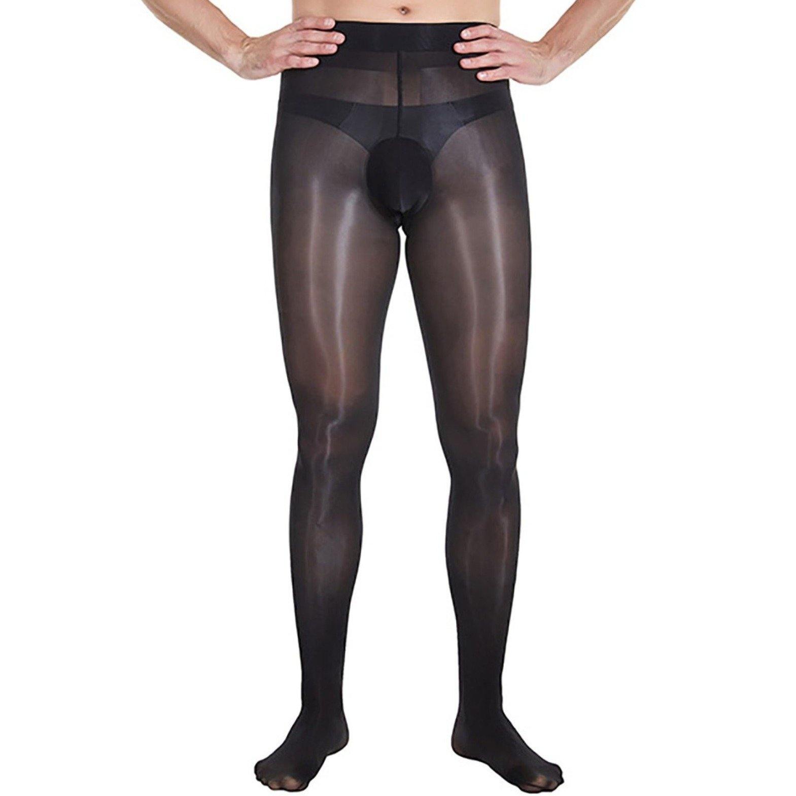 Men's 8D Shiny Pantyhose Nylon Sheer Spandex Tights.
