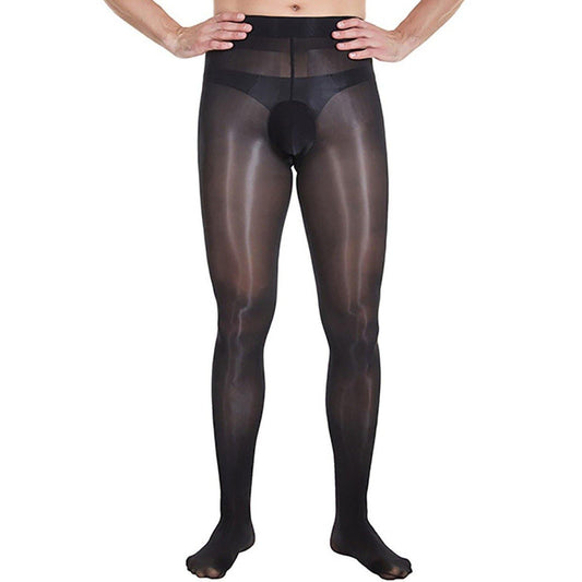 Men's 8D Shiny Pantyhose Nylon Sheer Spandex Tights.