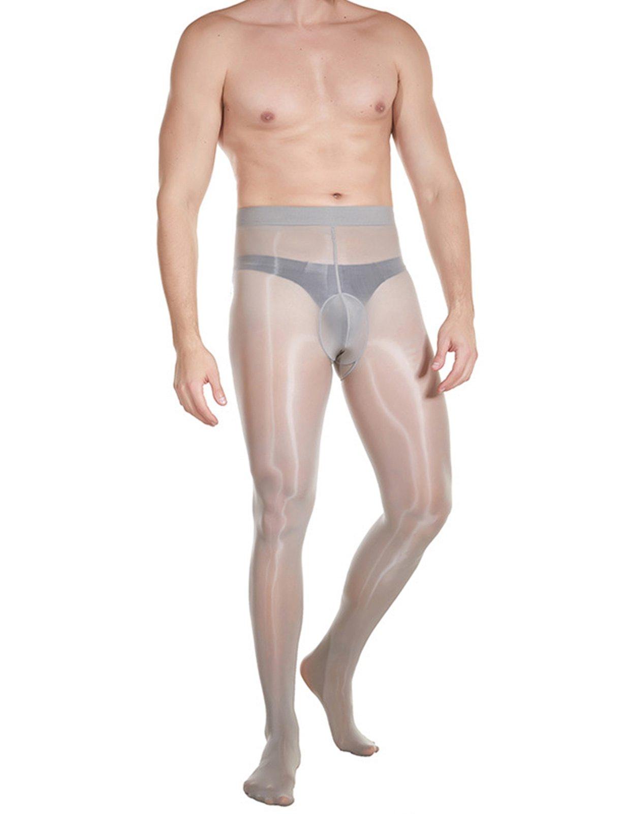 Men's 8D Shiny Pantyhose Nylon Sheer Spandex Tights.