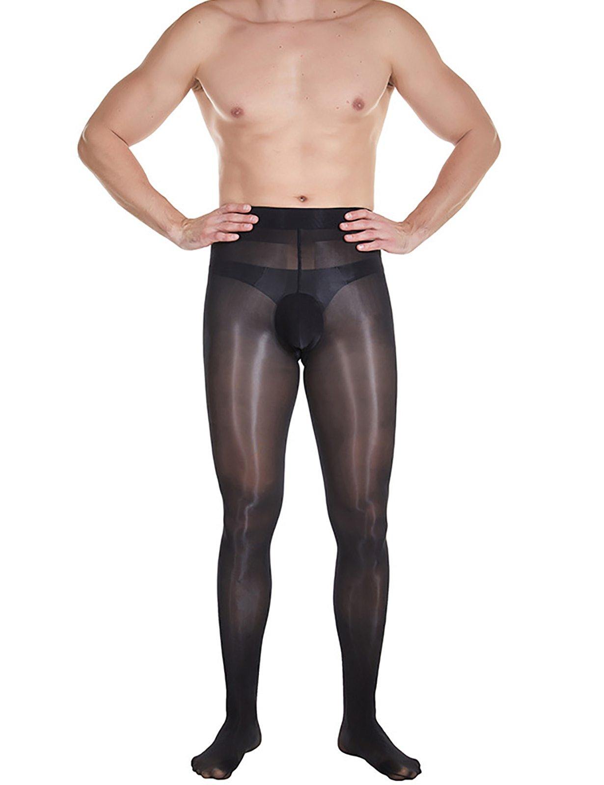 Men's 8D Shiny Pantyhose Nylon Sheer Spandex Tights.