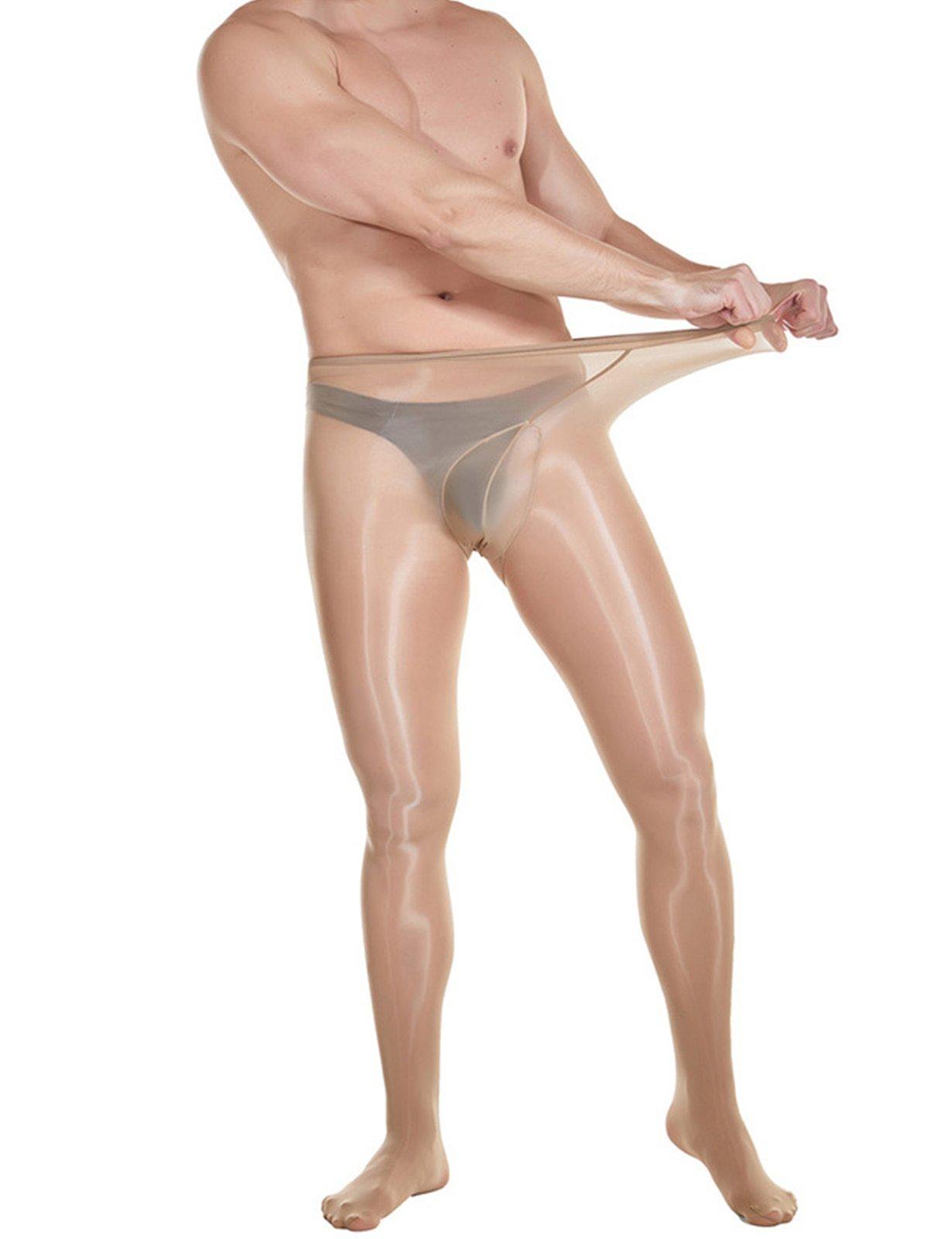Men's 8D Shiny Pantyhose Nylon Sheer Spandex Tights.