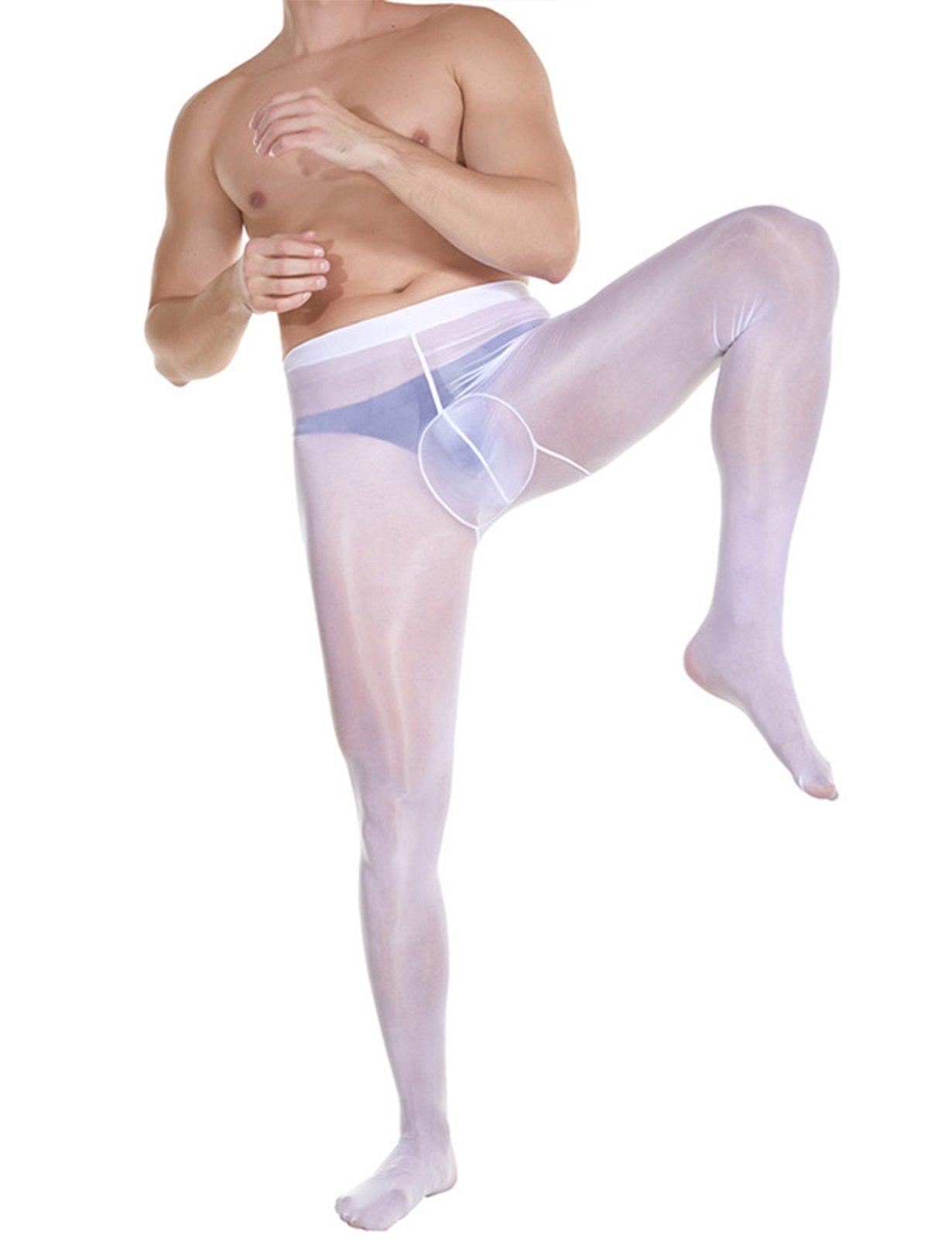 Men's 8D Shiny Pantyhose Nylon Sheer Spandex Tights.