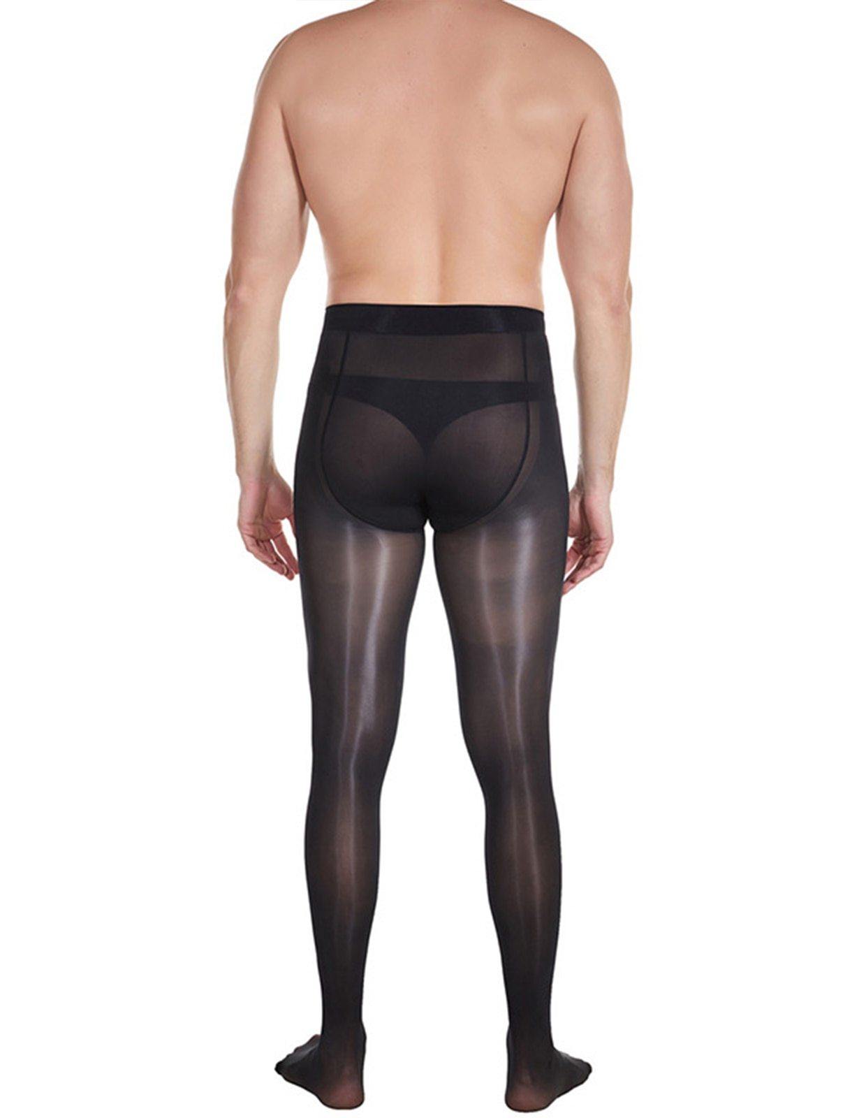 Men's 8D Shiny Pantyhose Nylon Sheer Spandex Tights.