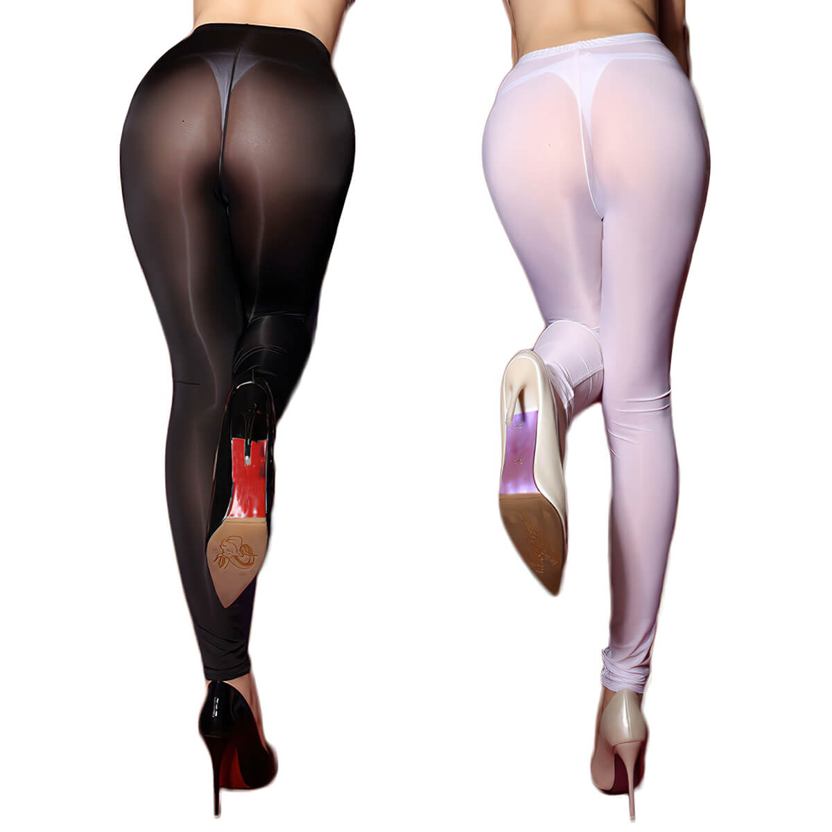 Metelam Women Ultra-Thin See-Through Ice Silk Elastic Long Pants Sheer Leggings Skinny Trousers.