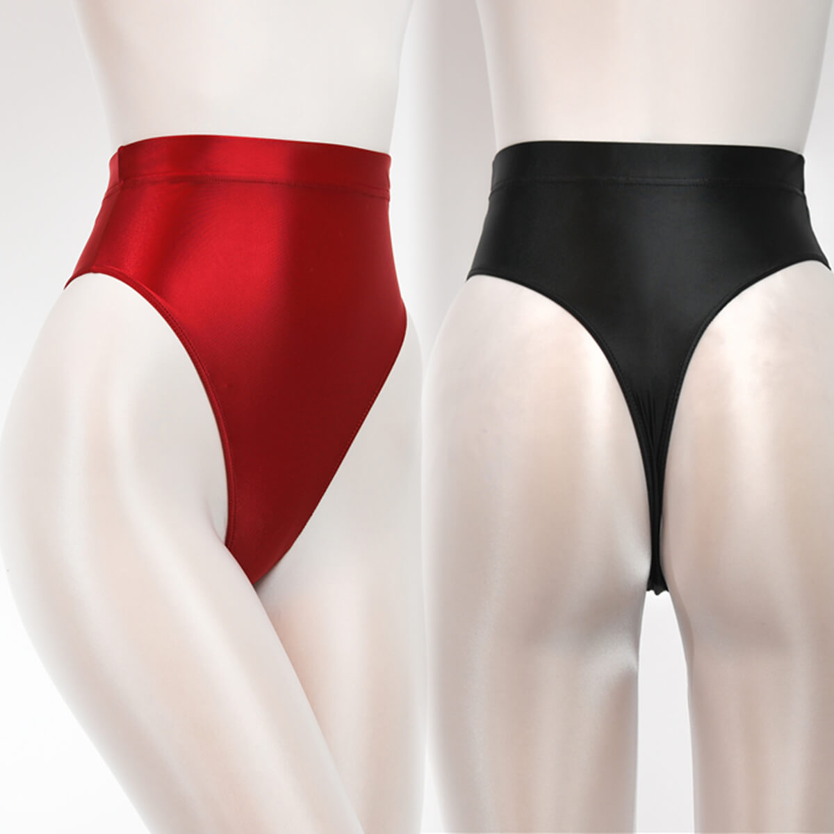 Metelam Womens Sexy Satin Shiny Wetlook Stretch High Cut Thong G-string Lingerie Hipster Briefs Bikini Panties Underwear.