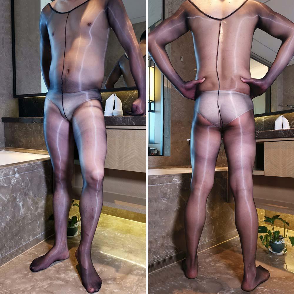 Ultra Thin Shiny Gloss Sheer Bodysuit 1D Full Transparent Bodystocking.