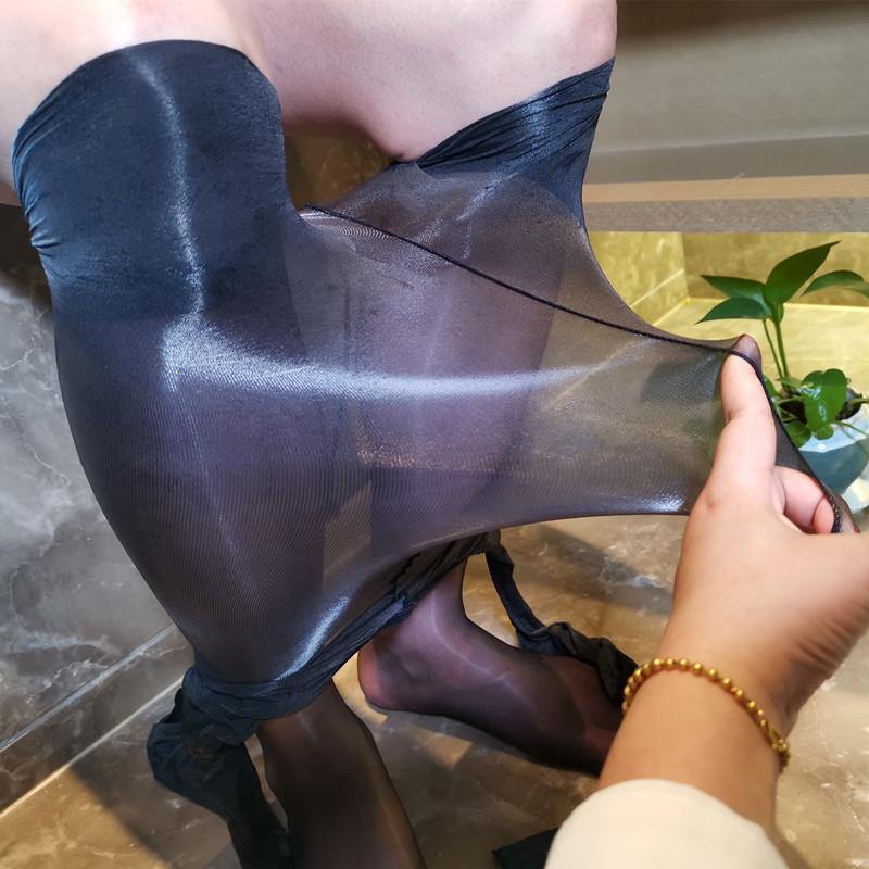 Ultra Thin Shiny Gloss Sheer Bodysuit 1D Full Transparent Bodystocking.