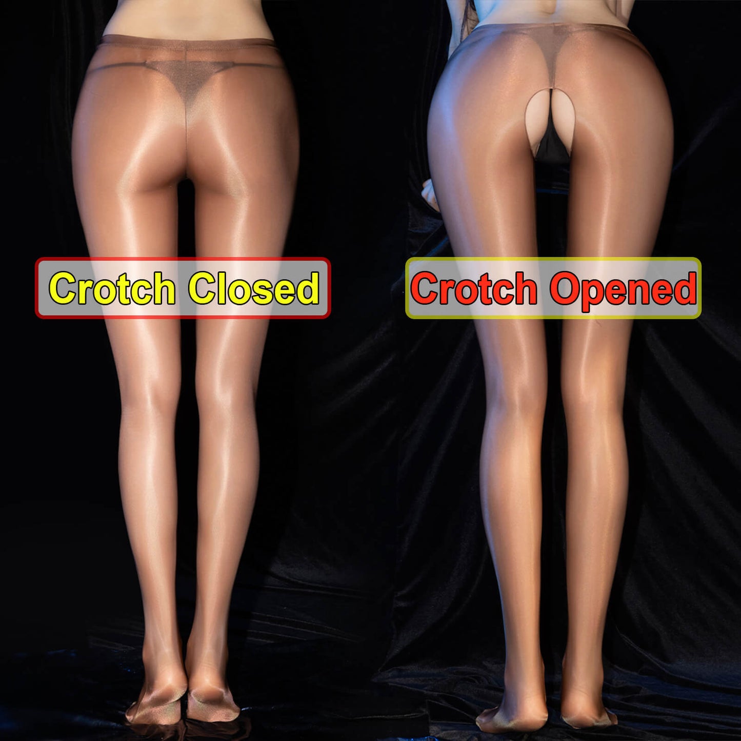 Metelam Women's Sexy Sheer Pantyhose Open Crotch Shiny Glitter Tights Stockings Dance DS Club Party Plus Size Medias De Mujer.