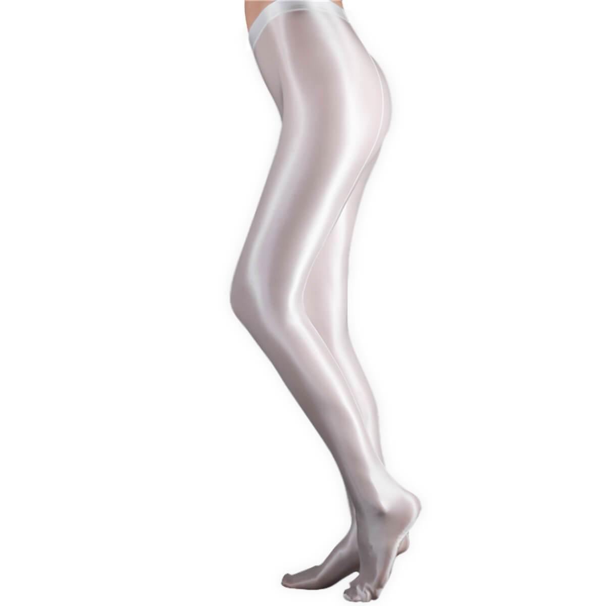 Women Satin High Glossy Silky Pantyhose Shiny Footed Leggings Tights.