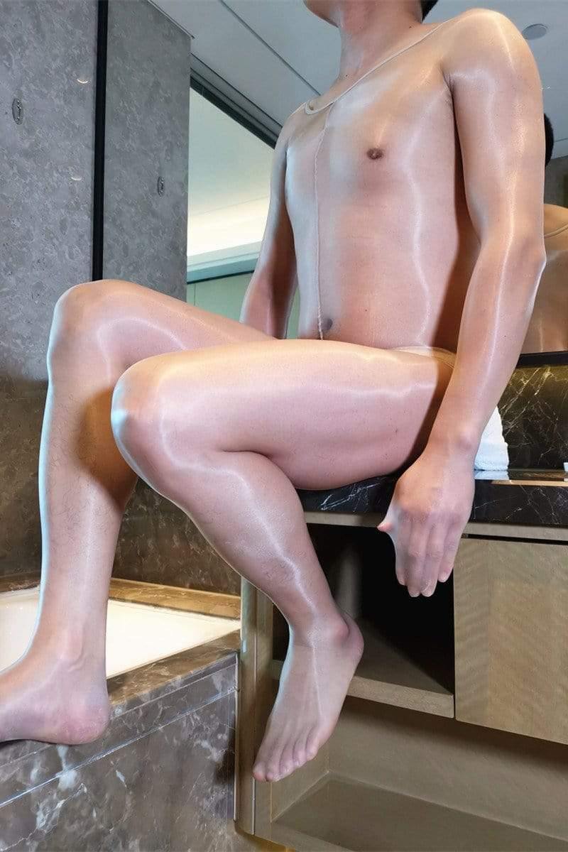 Ultra Thin Shiny Gloss Sheer Bodysuit 1D Full Transparent Bodystocking.