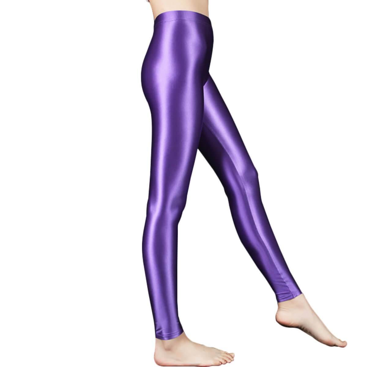 Metelam Women's Leggings Plus Size High Elasticity Glossy Satin Opaque.