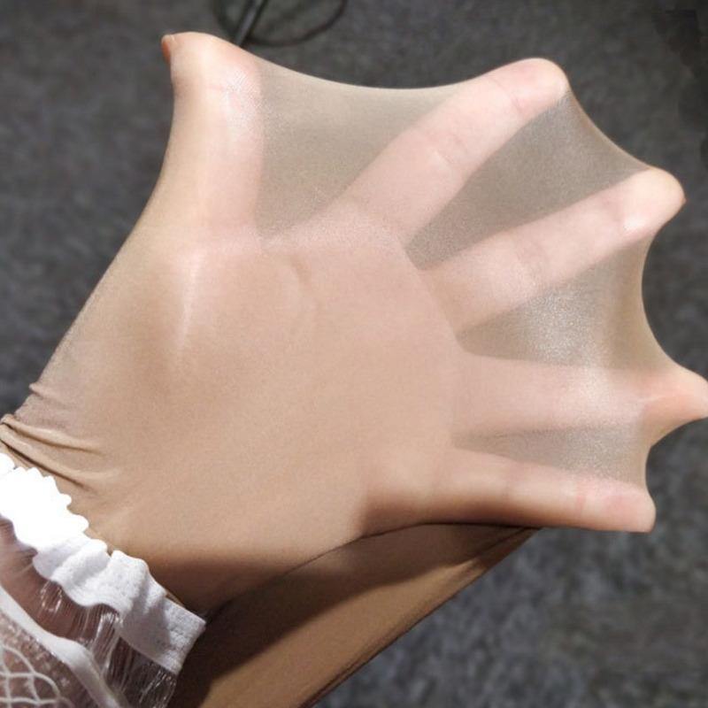 Sexy Super Elastic Ultra-thin High Glossy Oil Shiny 8 Denier Lace Hosiery Thigh High Stockings-Hosiery-Metelam