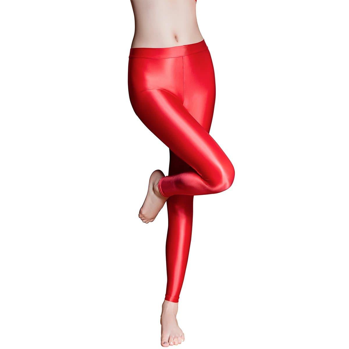 Metelam Women Sexy Glitter Yoga Leggings Satin Glossy Opaque Super Shiny Stretchy Pants.