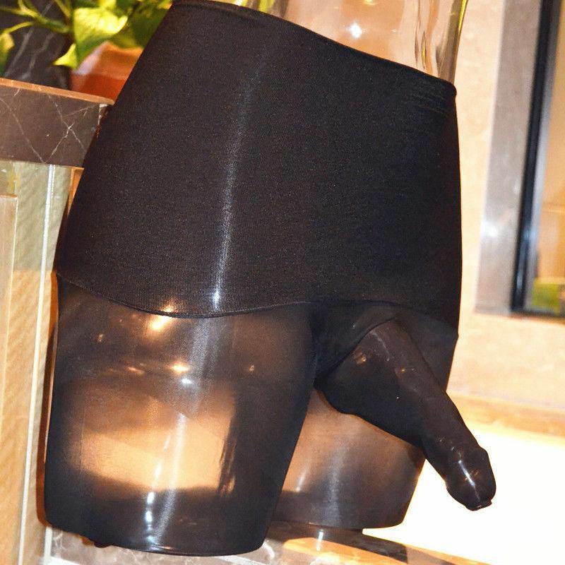 Mens Seamless Shiny Gloss Pantyhose Nylon Stockings Silicone Massage Tights.