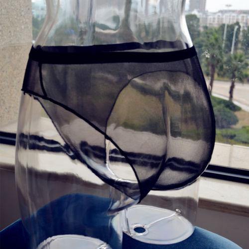 Men Women Shiny Pantyhose Underwear Thong Briefs See Through Underpants Shorts.