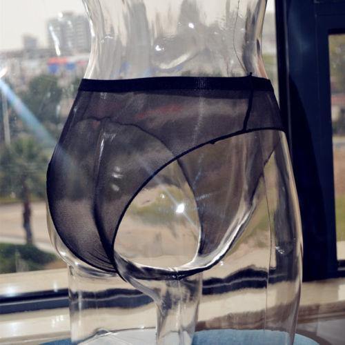 Men Women Shiny Pantyhose Underwear Thong Briefs See Through Underpants Shorts.