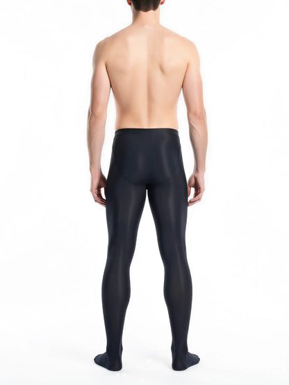 Men’s Glossy Sheer Pantyhose Tights | Silky High-Stretch Footed Stockings