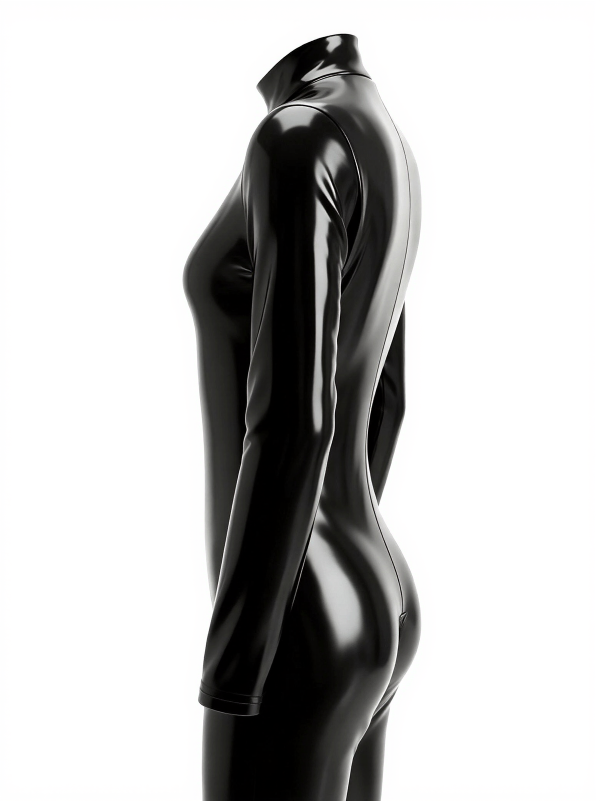 Women's shiny leather-look bodysuit additional detail